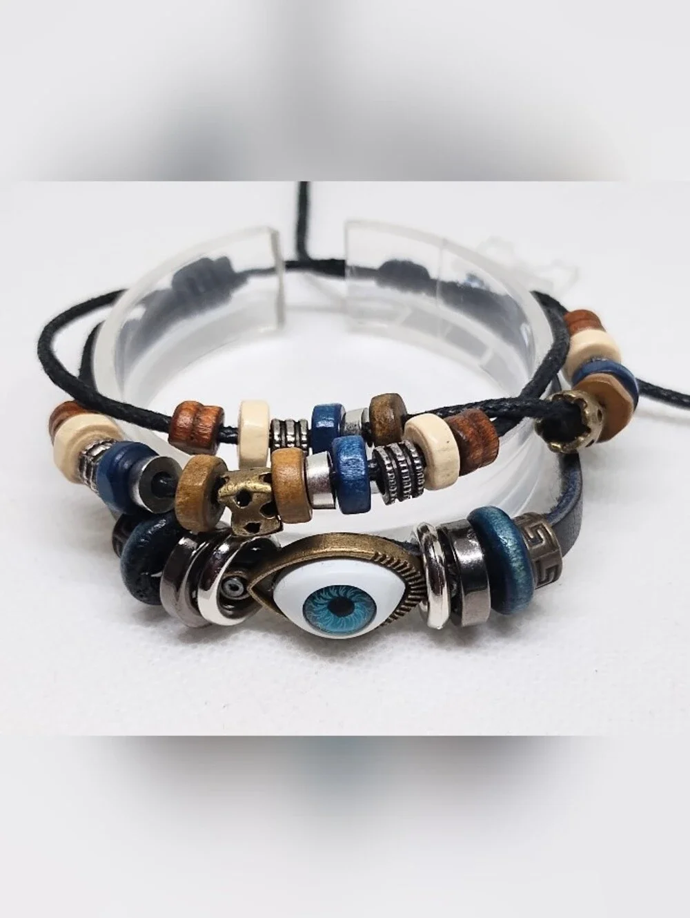 Men's Bracelet Leather Braided Layered‎ Evil Eye Beaded Jewelry New G15